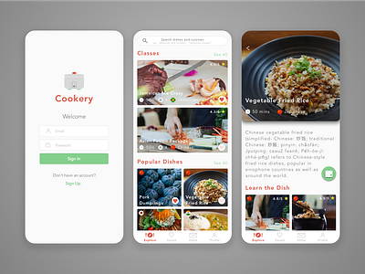 Cookery - UI UX Research food app ui ux design ux design