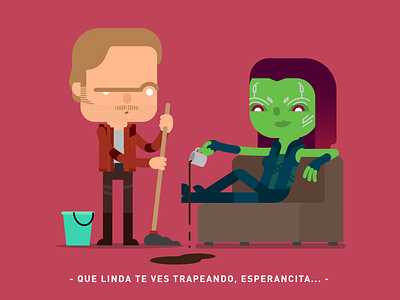 Gamora y Quill stays at home. art artwork cartoon character character character design draw gamora guardians of the galaxy illustration marvel peter quill starlord superheroes