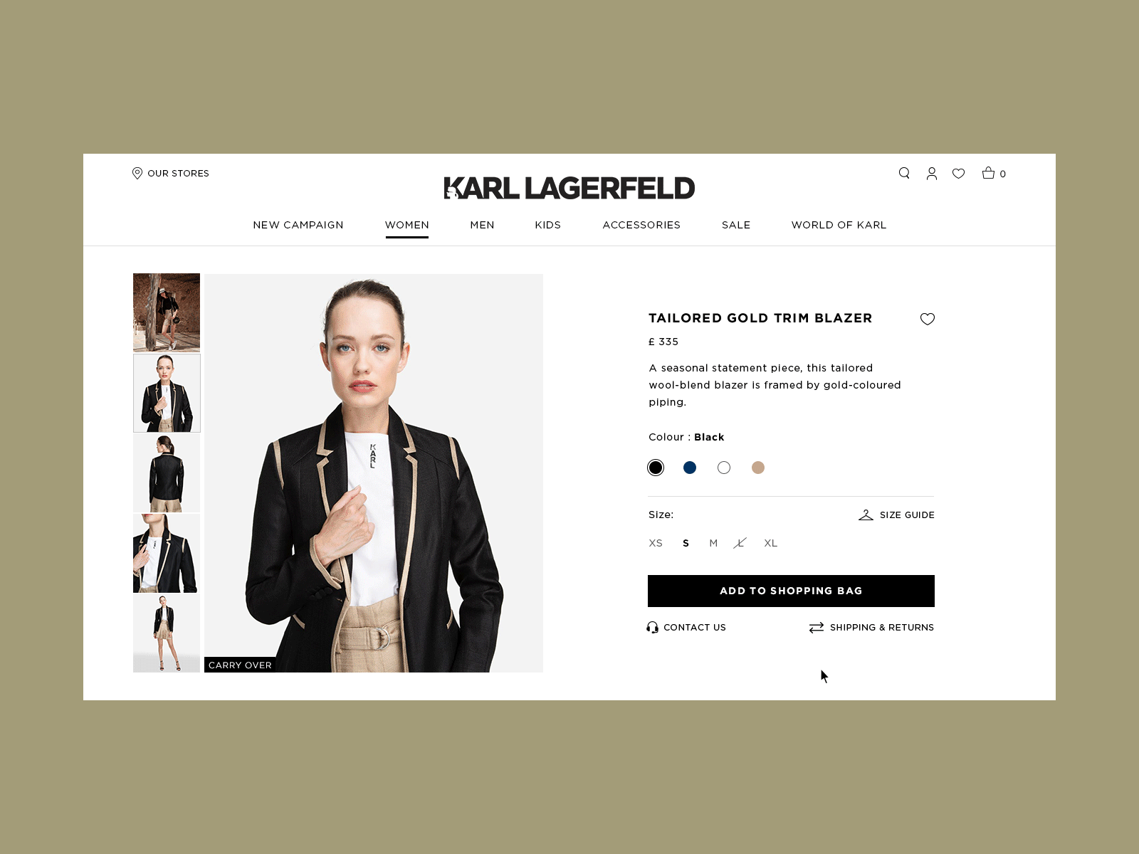 Karl Lagerfeld Product Page after effect animation behaviour photoshop product page