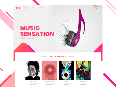 Music Sensation web page design headphones landing page music ui user interface ux web website