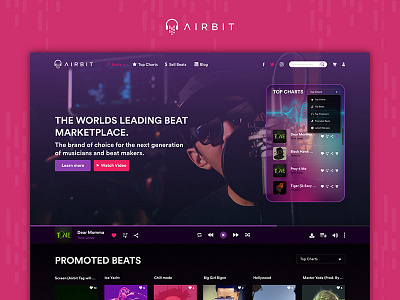 Airbit website redesign designer gradient job music rebranding redesign ui user experience user interface ux website