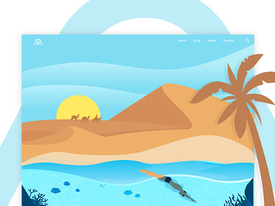 Desert and sea landing page