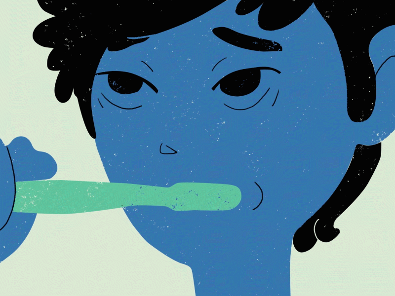 Boy Teeth Brushing Scene 2d animation character design design doodle flat illustration liquidmotion mograph motion graphics