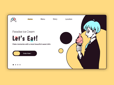 Paradise Ice Cream Online Shopping&Delivery Page Design 2d branding concept design doodle flat illustration typography ui user interface web design web page website