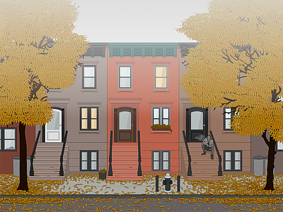 A Year: Fog autumn brooklyn fall fog illustrator seasons sketch street svg vector art