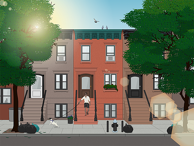 A Year: Morning brooklyn illustrator morning seasons sketch street summer svg vector art