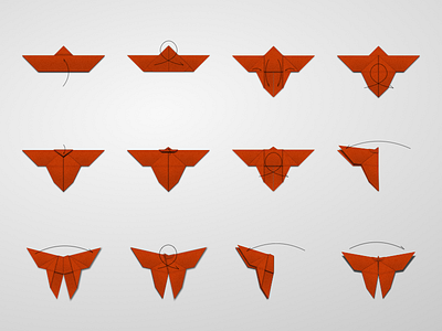 Orime: Butterfly Steps, 2 illustrator origami paper svg vector art