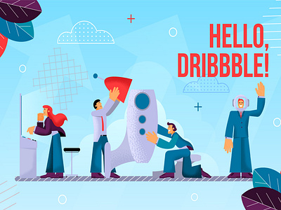 Hello, Dribbble! concept flat illustration vector