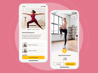 Fitness Session App clean interface component design fitness app session flow session overview ui ui design uxui yoga app