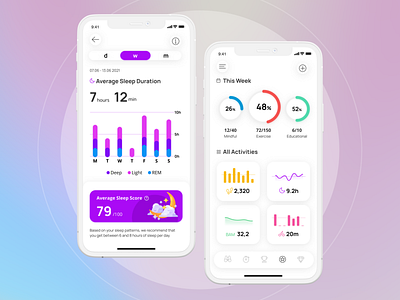 Sleep tracker clean app clean interface component design data visualisation health app sleep app sleep tracker tracker app ui ui design ui designer uxui