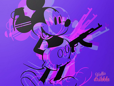 Bad Mickey broken brands design disney does drew darcy drewdarcy guns mickey mickey mouse pink purple
