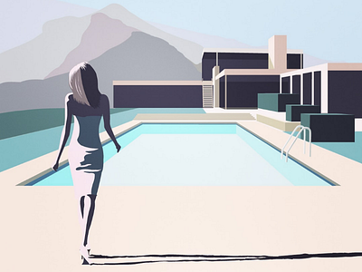 Poolside Glamour art beach california darcy drew fashion pool poolside popart retro 1970 style