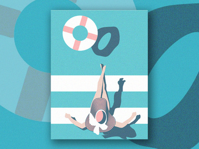 Girl In Pool art brand chanel design drewdarcy graphic illustration pool party poolside retro summer vector