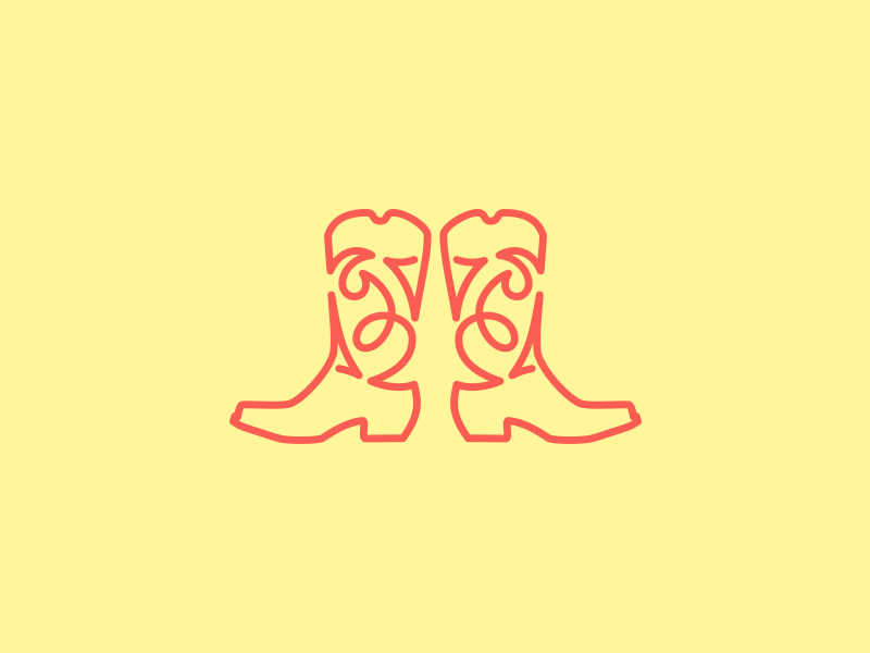 Boots bots branding cowboy icon lineart logo
