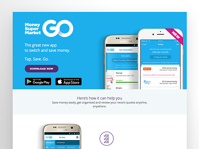 MoneySuperMarket Go App Landing Page android ios ui ux