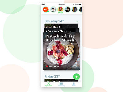 My Nutrition App community feed food tracker nutrition ui ux