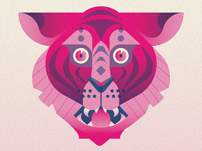 Tiger art colorful gradient illustration illustrator pink symmetry tiger vector