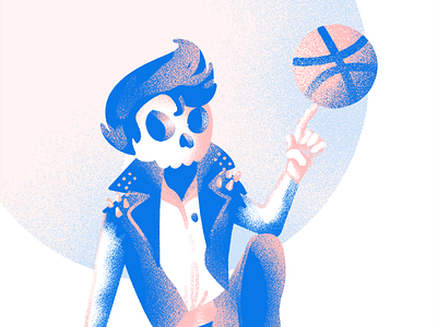 Hey There, Dribble blue dribble greaser illustration illustrator photoshop pink punk rock skeleton skull