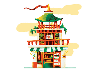 Eastern Architecture architecture asia building china house illustration japan korea shop store