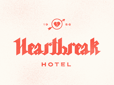 Heartbreak Hotel blackletter custom type elvis lettering logo logotype love red retro type typography vintage