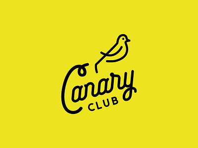 Canary Club bird branding canary line logo mark minimal script type