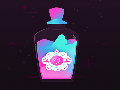 Love Potion No. 9 bottle design gradient illustration love magic potion