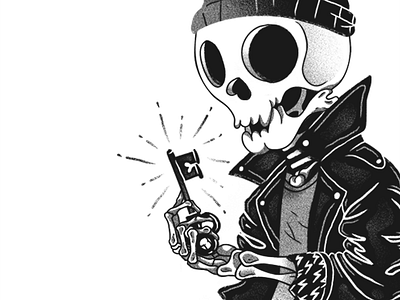 Skeleton Key art black and white design halftone illustration key punk skeleton skull