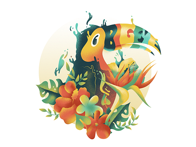 Tropical Toucan bird colorful design floral flower illustration melt summer toucan tropical