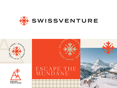 Swissventure brand branding design graphic design icon lock up logo logomark mark snow snowflake swiss switzerland type