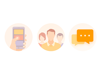 Group Portrait Icon Set app avatar chat design discussion group icon orange phone redesign set ui