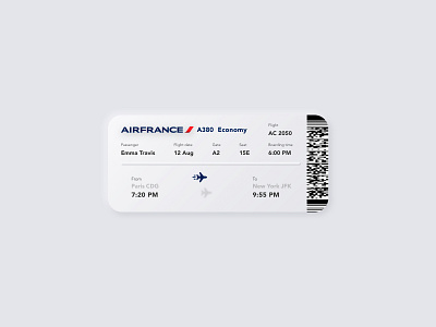 || Boarding Pass || Daily UI 24 3d airfrance app dailyui dailyuichallenge design flight neumorphism new york paris ui ux website