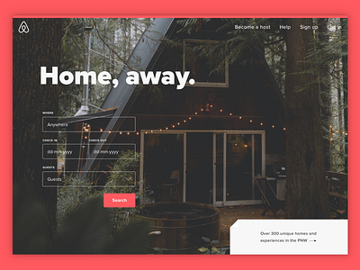 Airbnb Homepage airbnb away form home host ui