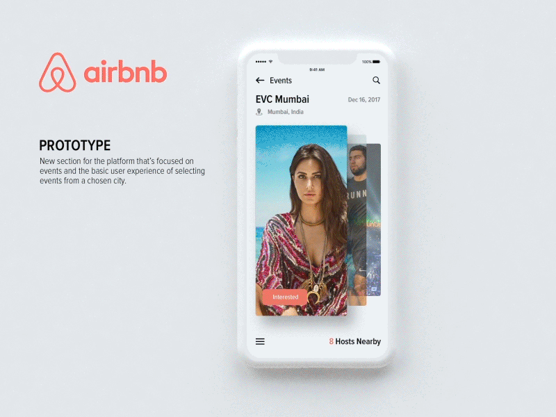 Airbnb / Events Prototype app concept events