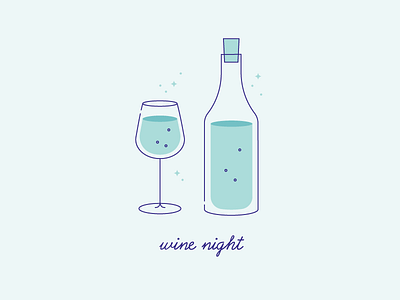 Wine Night graphic illustration lineart vector