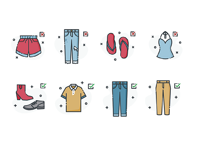 Dress Code Icons I flat graphic design icon design icons icons pack icons set illustration lineart linework ui pack uidesign vector