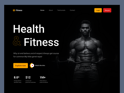Fitness Web Design fitness gym gym website health homepage landing page lifestyle minimal ui design uiux web app web design website