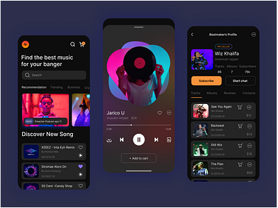 Bustle Beats app application artist beatmaker mobile mobile interface mobile version music music app music player app playlist profile song ui ux ux ui