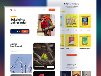 Redesign the Quran Review website articles book events illustration landing page love orange redesign ui design web design yellow