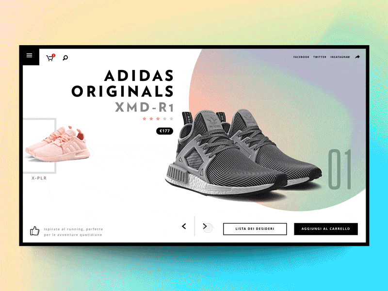 Update №34 "Do i'm using too much frames?" carousel exploration fashion pastel product sneakers ui ux