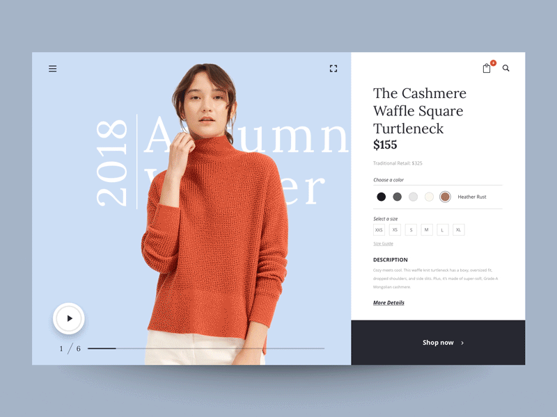 Daily UI "Product Page Animation" animation cart concept design exploration fashion interaction interface minimal motion principle product store ui ux web website