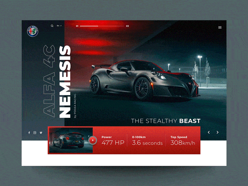 Daily UI "Alfa 4c Customization" alfa romeo animation concept design exploration header interface motion principle product ui ux web website