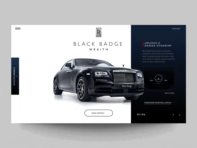 Daily UI "Luxury Interaction Concept" animation concept design exploration header interaction interface motion principle product rolls royce ui ux webdesign