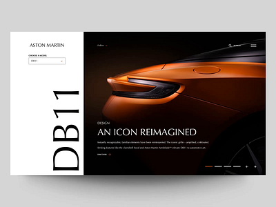 "DB 11" Concept animation aston martin concept design exploration header interaction interface motion principle product ui ux web webdesign website