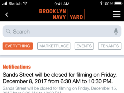 Navy Yard App app ui