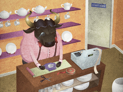Bull Salesperson alphabet animals bull bull in a china shop illustration illustrator istockphoto salesperson vector