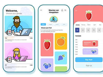 Fruity app screens illustration ui ux uxuidesign