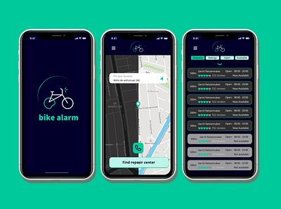 Bike alarm 3 screens app illustration ui ui design uiux ux