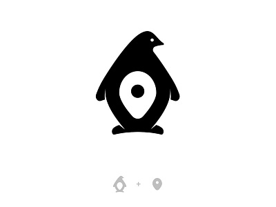 Penguin location logo birdlogo black location location logo logo mark penguin penguin logo pin