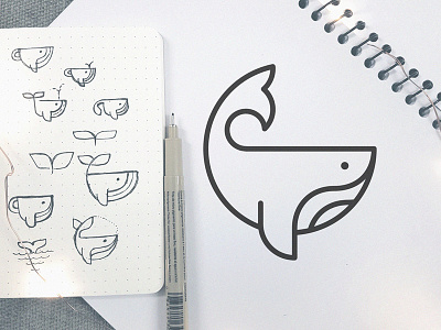 Whale logo sketch