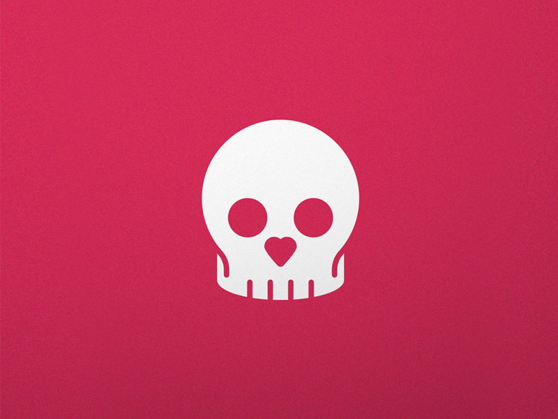 Skull Love logo negative space red skull logo heart love skull